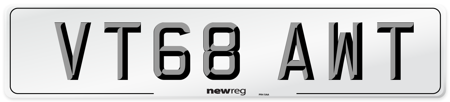 VT68 AWT Number Plate from New Reg